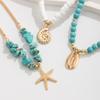 Bohemian Shell Starfish Beaded Anklets Set for Women Fashion Summer Beach Sea Shell Multilayer Chain Ankle Jewelry