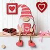Valentines Day Wooden Gnomes Decoration Rose Gnomes Figurines Shelf Sitter with Dangling Legs Romantics Valentine Gift