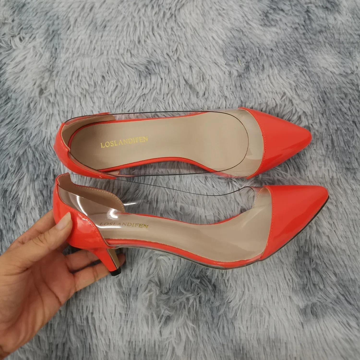 

Женские босоножки для джазовых танцев, сексуальные, из ПВХ, прозрачные, 5 см, на низком каблуке, из лакированной кожи, с острым носком, без застежек, на вечеринку, свадьбу 35