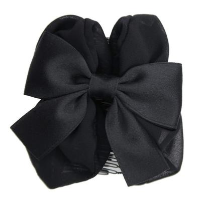 Bijinkami Twin Comb Tie Large In Perfect for Creating Voluminous Black Ribbon, Large, (Made Japan) - Hair,