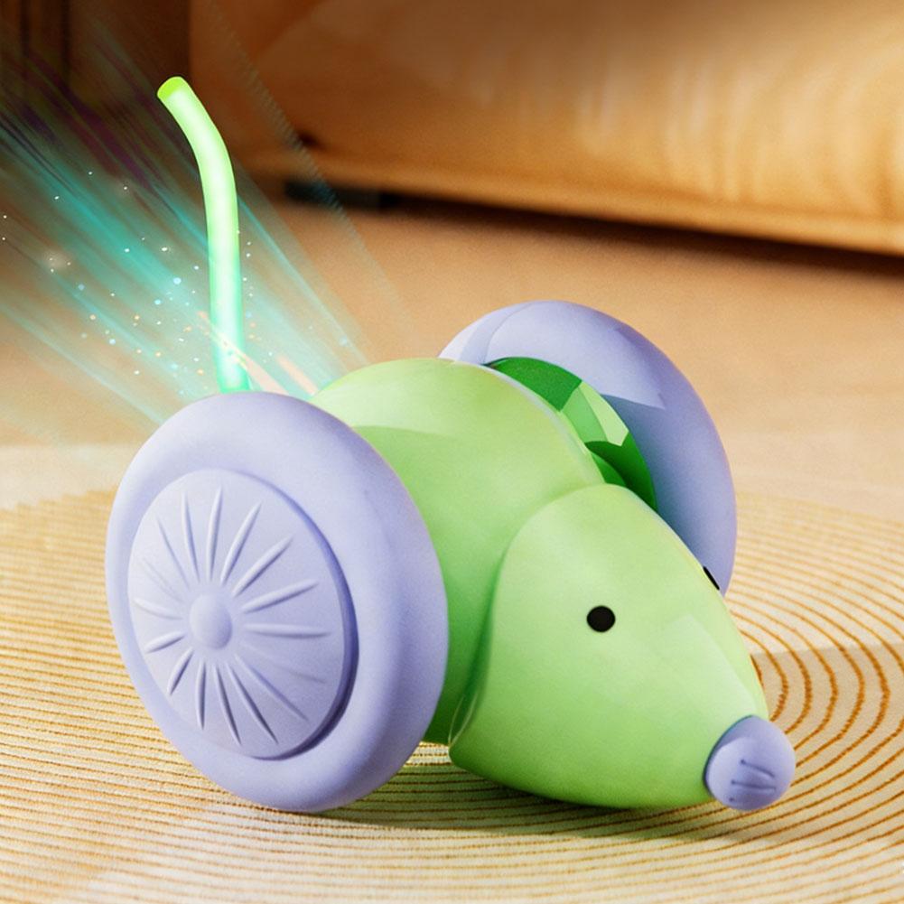 

Interactive Electric Mouse Toy Rechargeable Automatic Teaser Intelligent Obstacle Avoidance Cat Pet Products зелёный