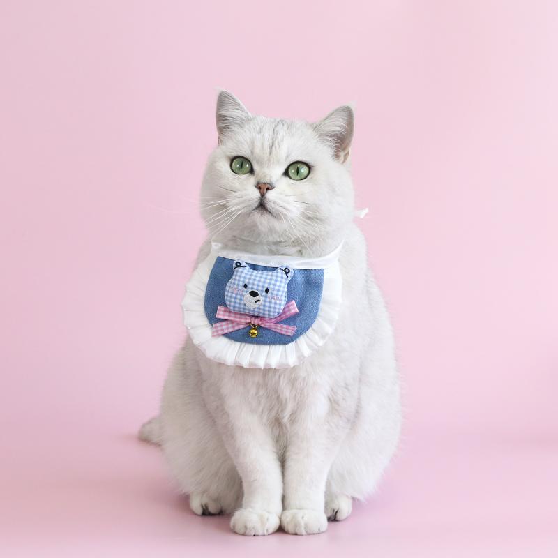 1/2Pcs Cartoon Plaid Cowboy Teddy Bear Rabbit Pet Beret Bib Lace Bow Pet Decoration Set Cats Dogs Pet Clothing Accessories