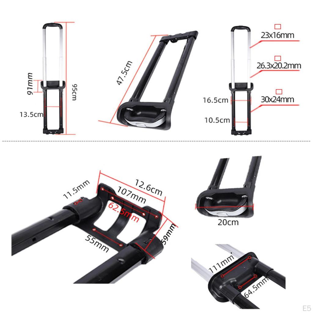 Χειρολαβή Αντικατάστασης, Ρυθμιζόμενος Τηλεσκοπικός Σωλήνας, για Βαλίτσα Τροχήλατη, Κάδο Παγοκύβων, Καρότσι, Ηχείο