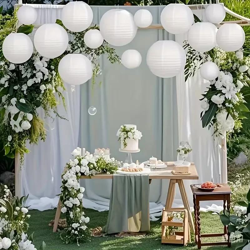 2026 Latest Models Lampshade Party Round Paper Decoration Holiday Supplies Wedding Lantern Elegant White Chinese Lanterns Ball