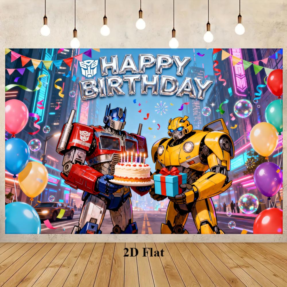 Transformers Optimus Prime Bumblebee Cool Customizable Children Boy Birthday Party Decoration Banner Background RoomPoster Props