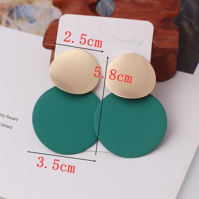 

Корейские геометрические зеленые серьги-подвески в виде цветка для женщин с лепестками, круглыми сердечками, металлическими листьями, свадебными украшениями для вечеринки в подарок