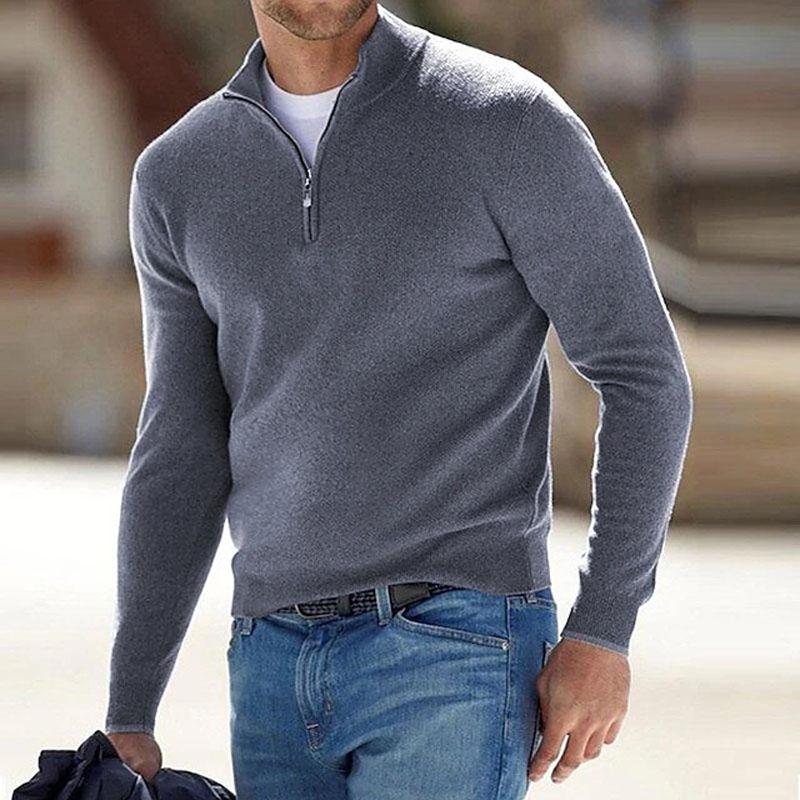 Autumn Winter Men's Knit Pullovers Solid Color Half Zipper Sweaters Men Oversized Breathable Streetwear Knitted Sweater