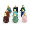 Natural Stone Perfume Bottle Pendant Polygon Semi-precious for Jewelry Making DIY Necklace Accessory