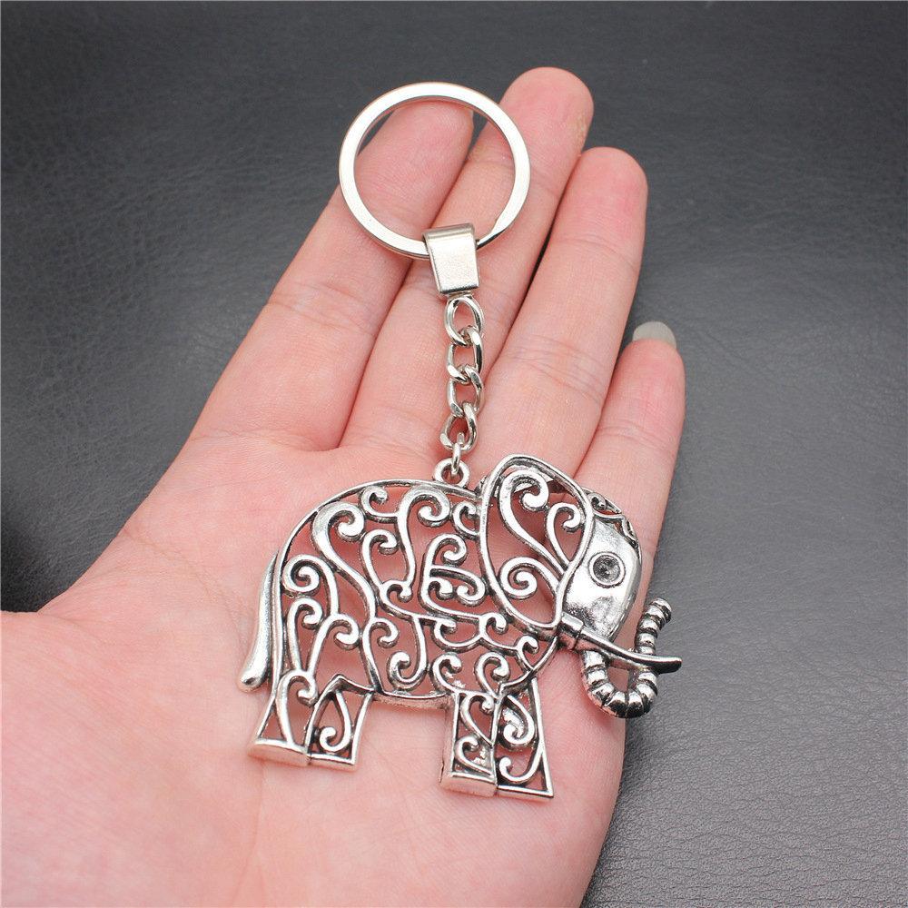 Elephant Horse Animal Duo Pendant Antique Bronze Metal Keychain with 30mm Ring for Students Hot Sale