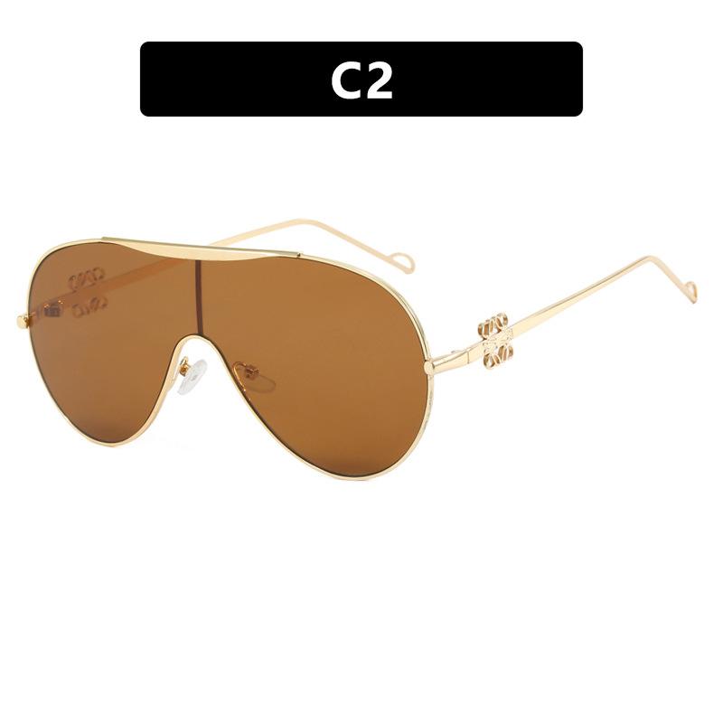 Oversized One-Piece Aviator Sunglasses, Metal Sunglasses Of The Same Style, Personalized Sunglasses.