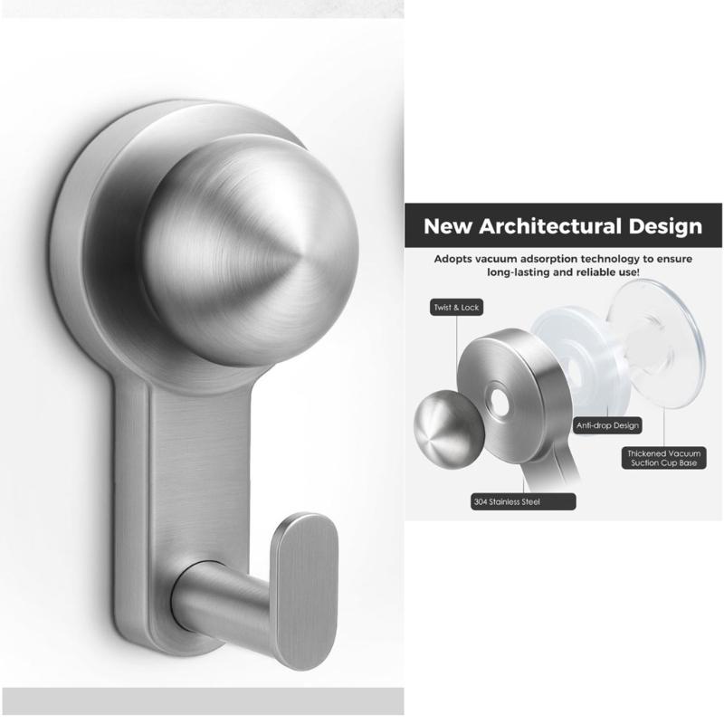 Stainless Steel Suction Hook Practical Bathroom Storage Hangers Bathroom Hook For Shower Towels And Robes