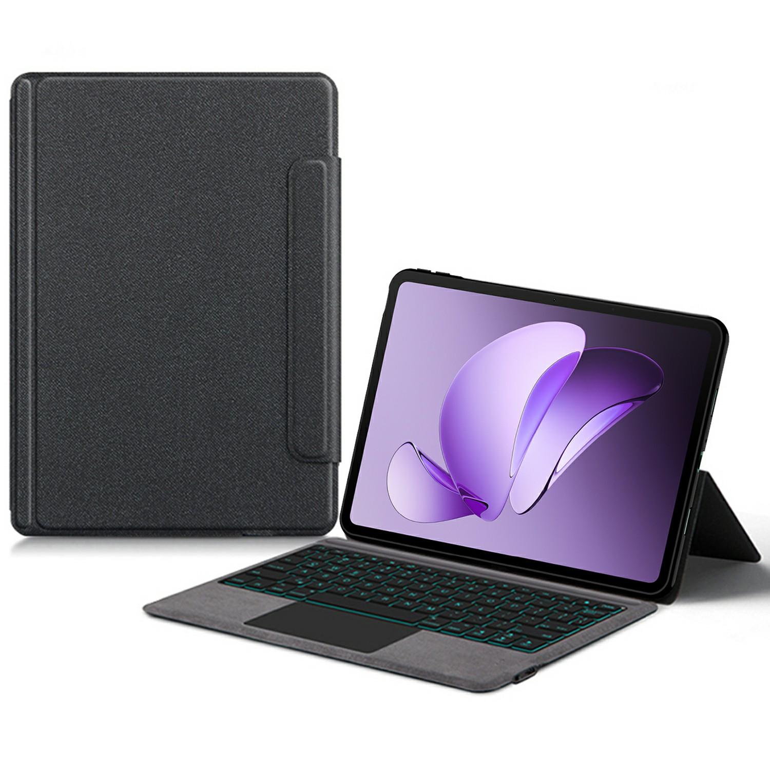 

For Oppo Pad 3 Leather Case+Touchpad Bluetooth-compatible Keyboard with Backlit A