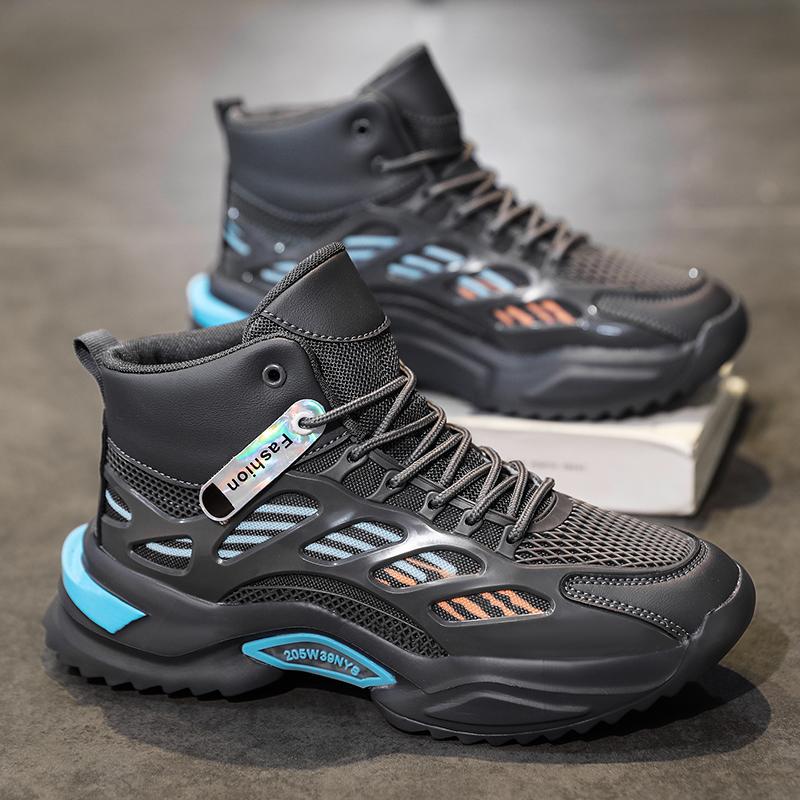 Men's Shoes MD Light-soled Cold Sticky Sneakers Trendy Mesh High-top Dad Shoes Fashion Student Lightweight High-soled Running Shoes