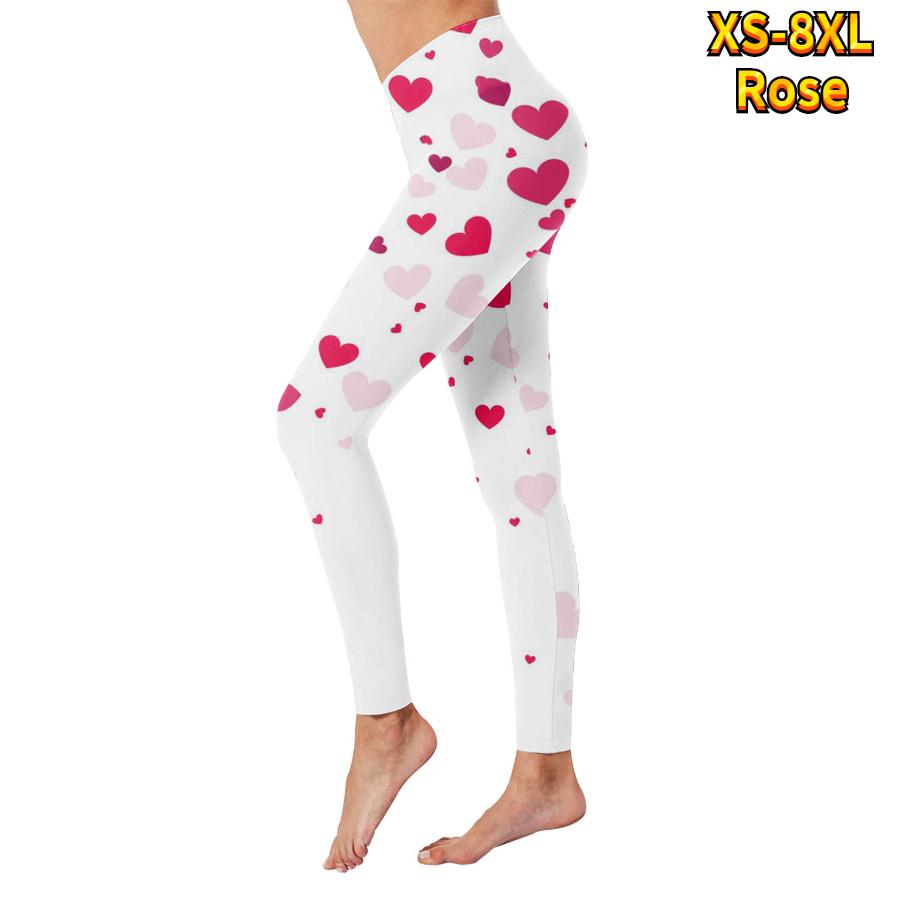 Womens Blue Love Prints Stretch Yoga Leggings Fitness Running Gym Sports Active Pants