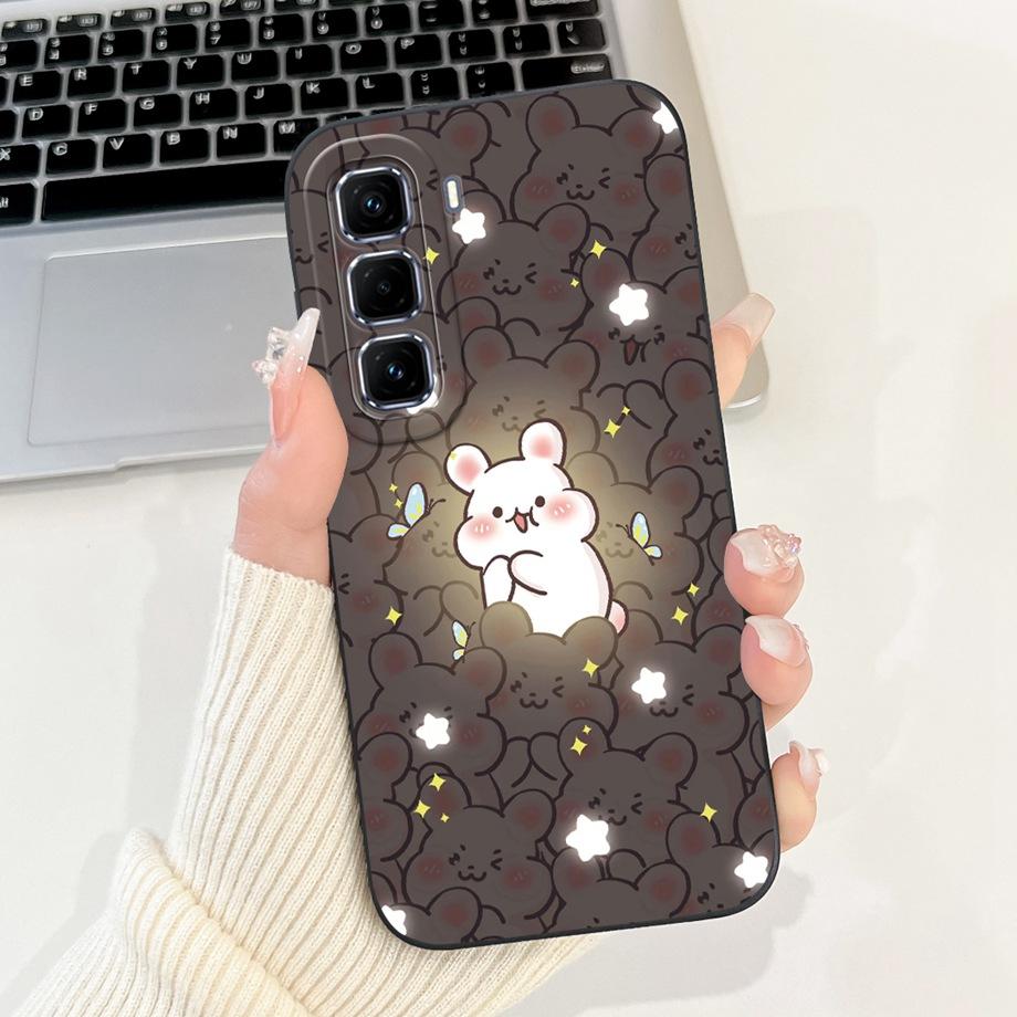 For Infinix Hot 50 Pro+ Hot50 Pro Hot 50 Pro Plus 4G Phone Case Soft Silicone Back Cover Love Heart Girly Flower Painting Fundas