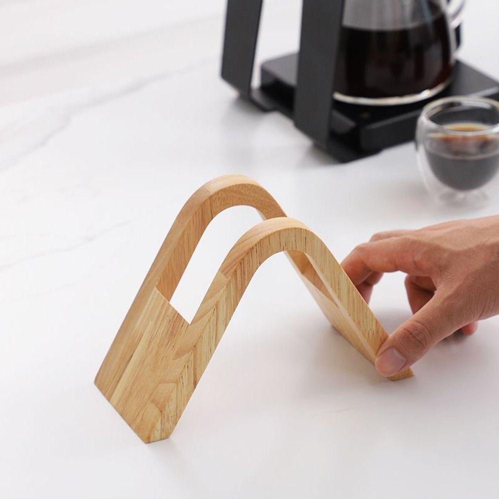 Solid Wood Coffee Filter Holder Arched Design Easy Access Coffee Filter Storage Rack Handmade Multifunctional Filter Paper Stand