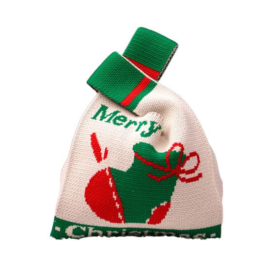 

Christmas Gift Bag Knitted Xmas Tree Handbag Christmas Eve Party Favor Bag Reusable Gift Pouch for Festive Gift Packaging