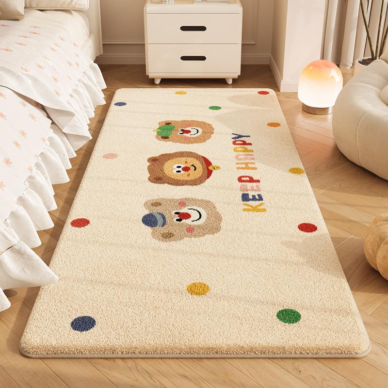 VIKAMA Cute Cartoon Cashmere Fine Sand Carpet Children's Bedroom Soft Bed Blanket Living Room Balcony Casual Mat Home Decor