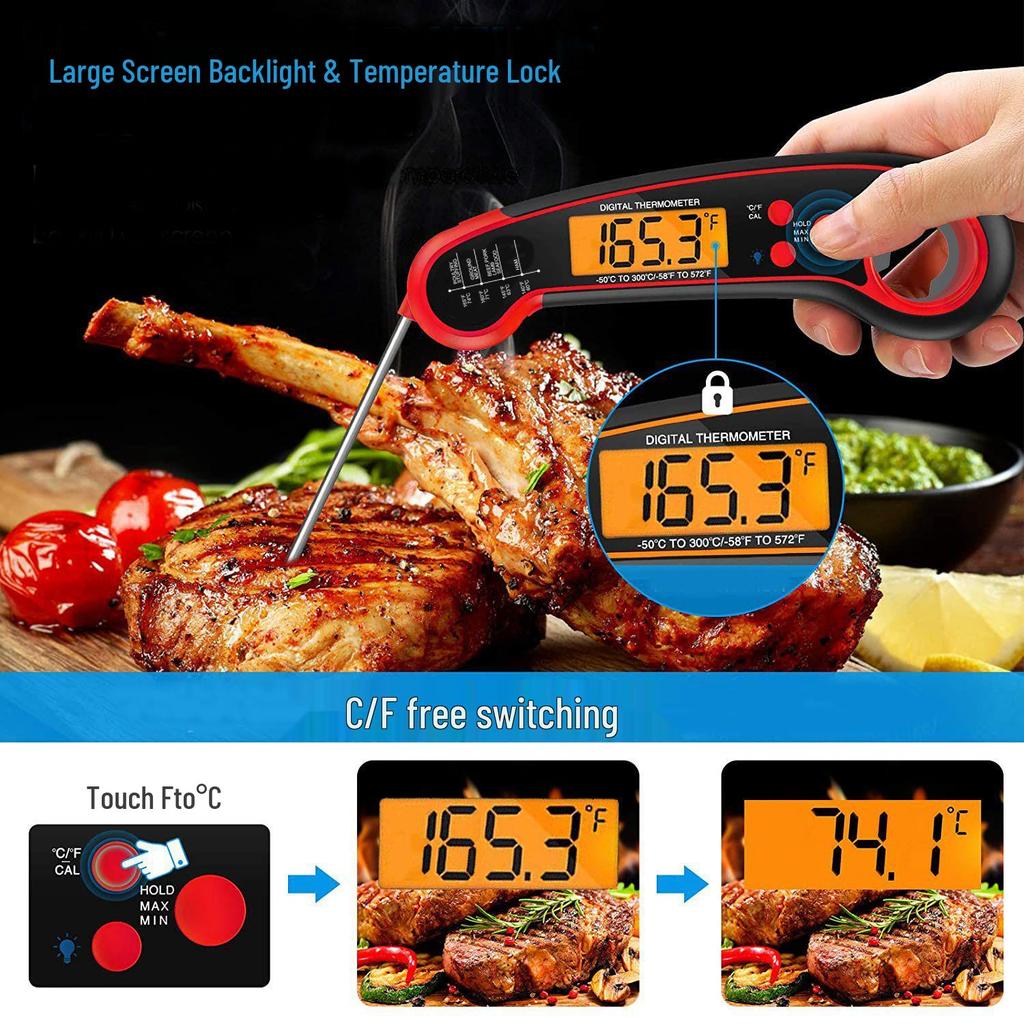 Waterproof Folding Electronic Food Thermometer for High-Temperature Cooking and Ovens