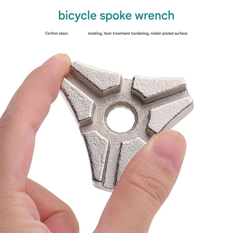 3 Size Triangular 6 Port Spoke Carbon Steel Silver Bike Repair Tool Wheel Repair Adjuster Bike Wire Wrench