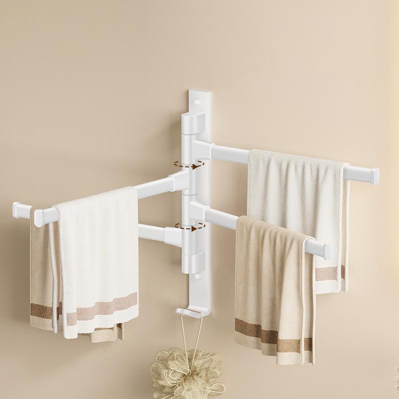 Advanced White 180° Rotating Towel Rack Aluminum Shower Bath Towel Rack For Convenient Storage Organizer Bathroom Accessories