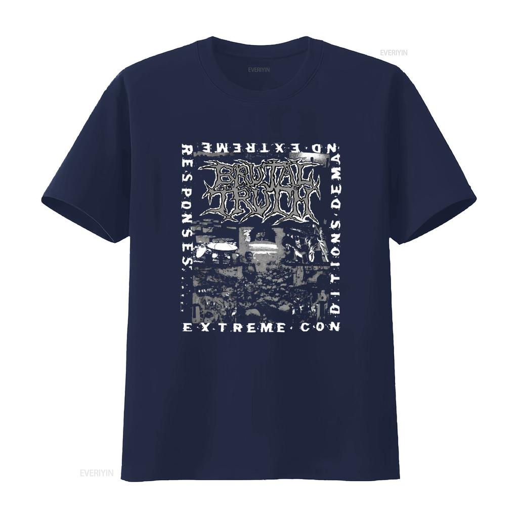 BRUTAL TRUTH Extreme Conditions Demand Responses T Shirt for Rock Band Punk Style Cool Print vintage Washed Casual fashion