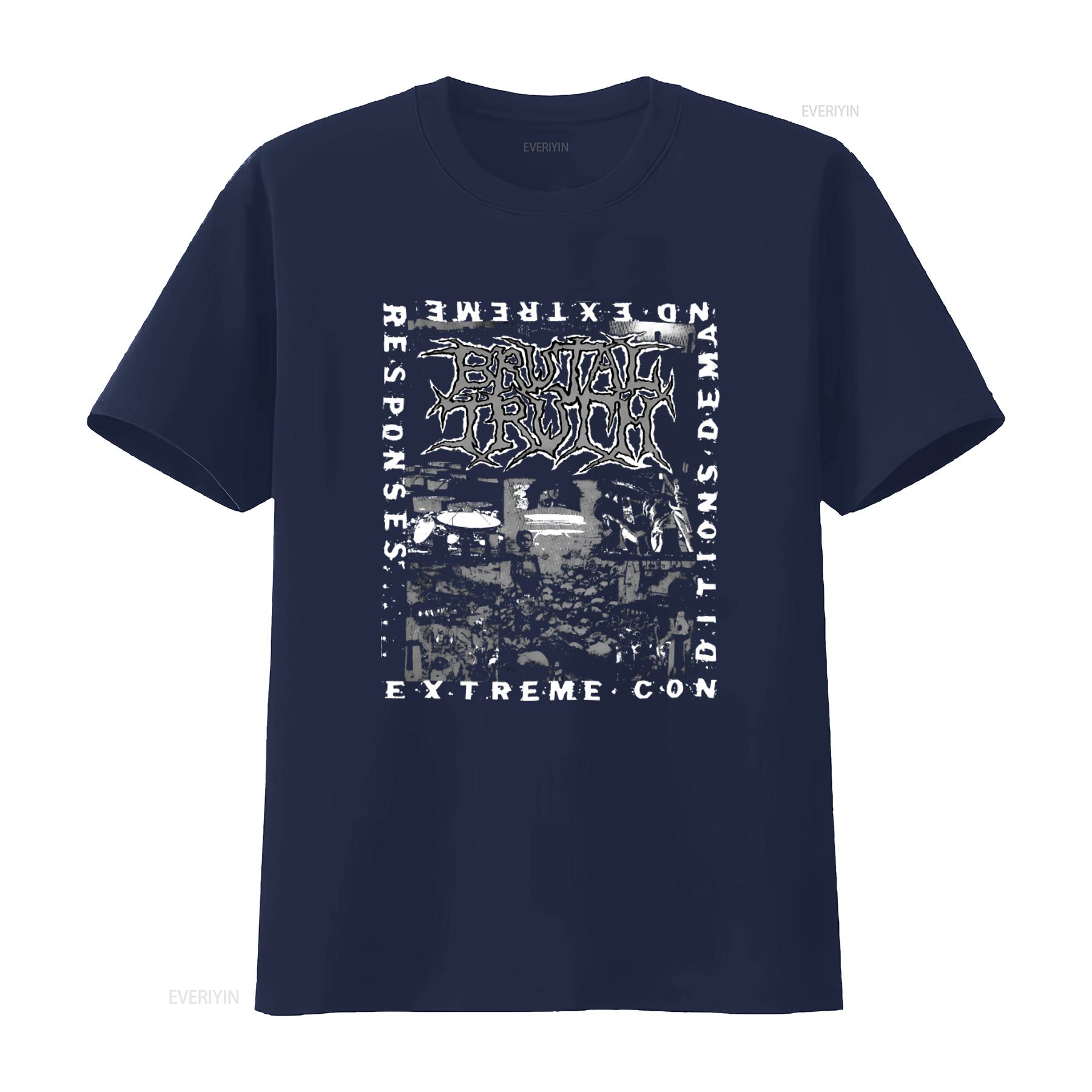 BRUTAL TRUTH Extreme Conditions Demand Responses T Shirt for Rock Band Punk Style Cool Print vintage Washed Casual fashion S
