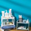 PP Desktop Double Layer Storage Rack Rectangular White Organizing Student Desk Office Cosmetics Stationery