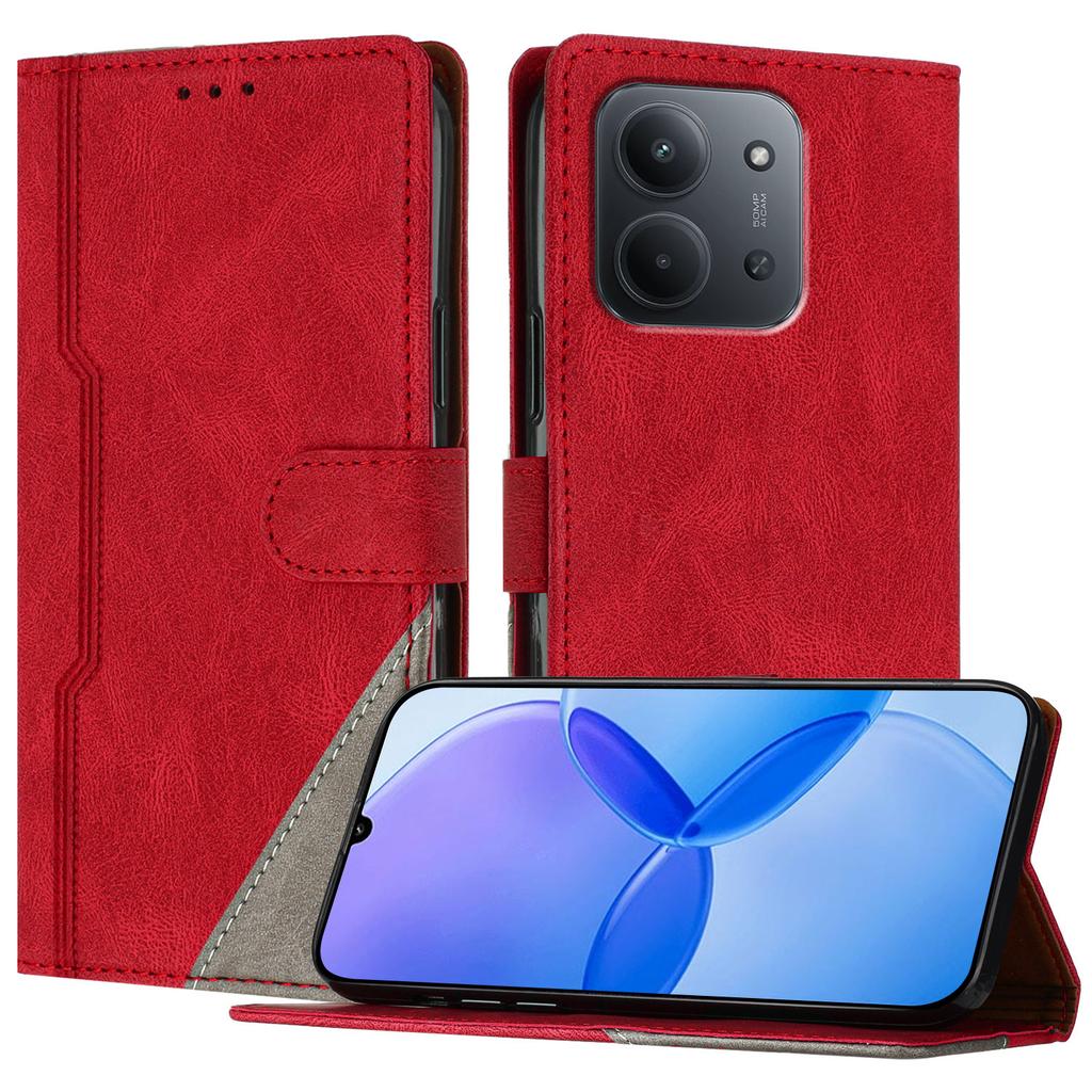 Für Xiaomi Redmi 15C 5G (EU) (173 mm)/Xiaomi Redmi 15C 4G (EU) (173 mm) Lederhülle Dreieck Patchwork Geldbörse Ständer Stoßfeste Handyhülle