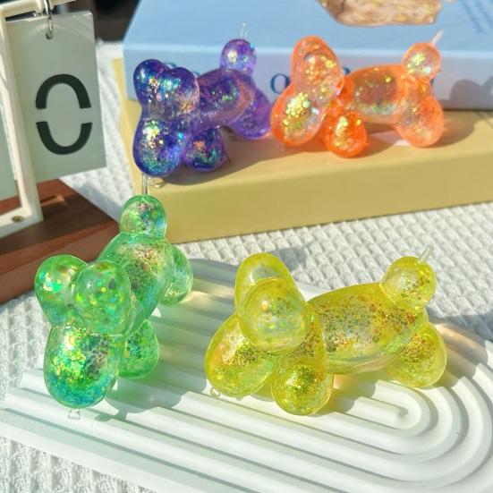 Dog Shape Sensory Toy Stress Relieving Balloon Toy Soft Glitter Squeeze Clear Puppy Fidget for Anxiety Relief