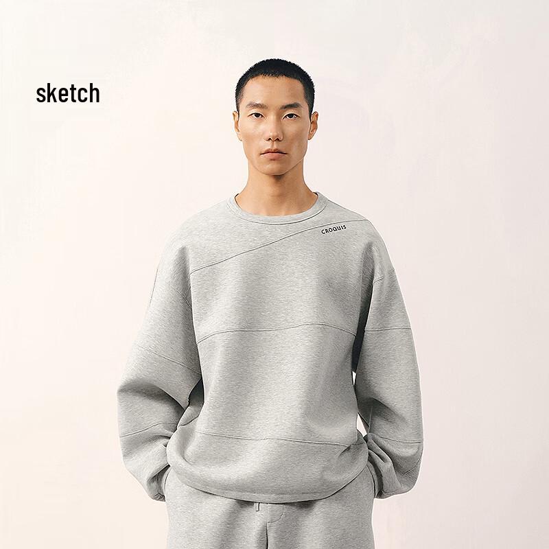 CROQUIS Men's H-Shape Loose Round Neck Pullover Sweatshirt