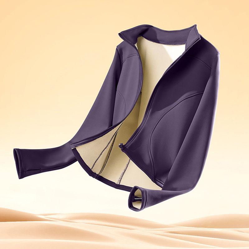Winter High Elastic Peach Yoga Jackets Solid Clothes Long Sleeve Fleece Thick Yoga Jacket Women Zipper Fitness Yoga Coat