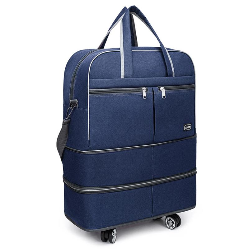 

Вместительная сумка на колесиках для деловых поездок, коротких поездок на работу, ручной расширяемый чемодан-спиннер темно-синий