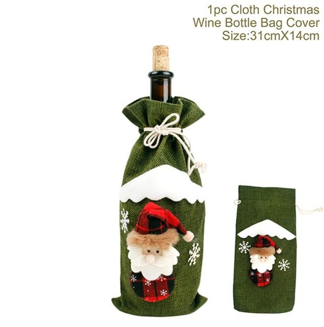 Copri bottiglia di vino di Capodanno Decorazioni di buon Natale per la casa Regalo di decorazioni per la tavola di Natale