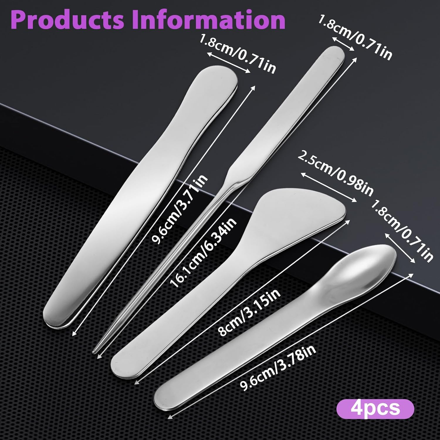 4PCS Stainless Steel Makeup Spatula Mini Metal Cosmetic Spatula Korean Skincare Spatula Multi-functional Beauty Spatula Tiny Facial Spatula Beauty