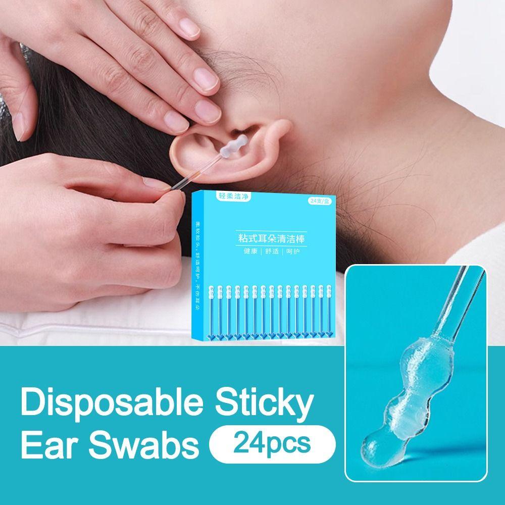24PCS/Box Silicone Disposable Ear Swabs Ear Cleaner Ear Wax Removal Tool  Adults
