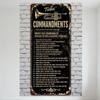 Vintage Tuba Commandments Metal Tin Sign Distressed Black Background with Brass Illustration, Humorous Music Themed Decor for Ma