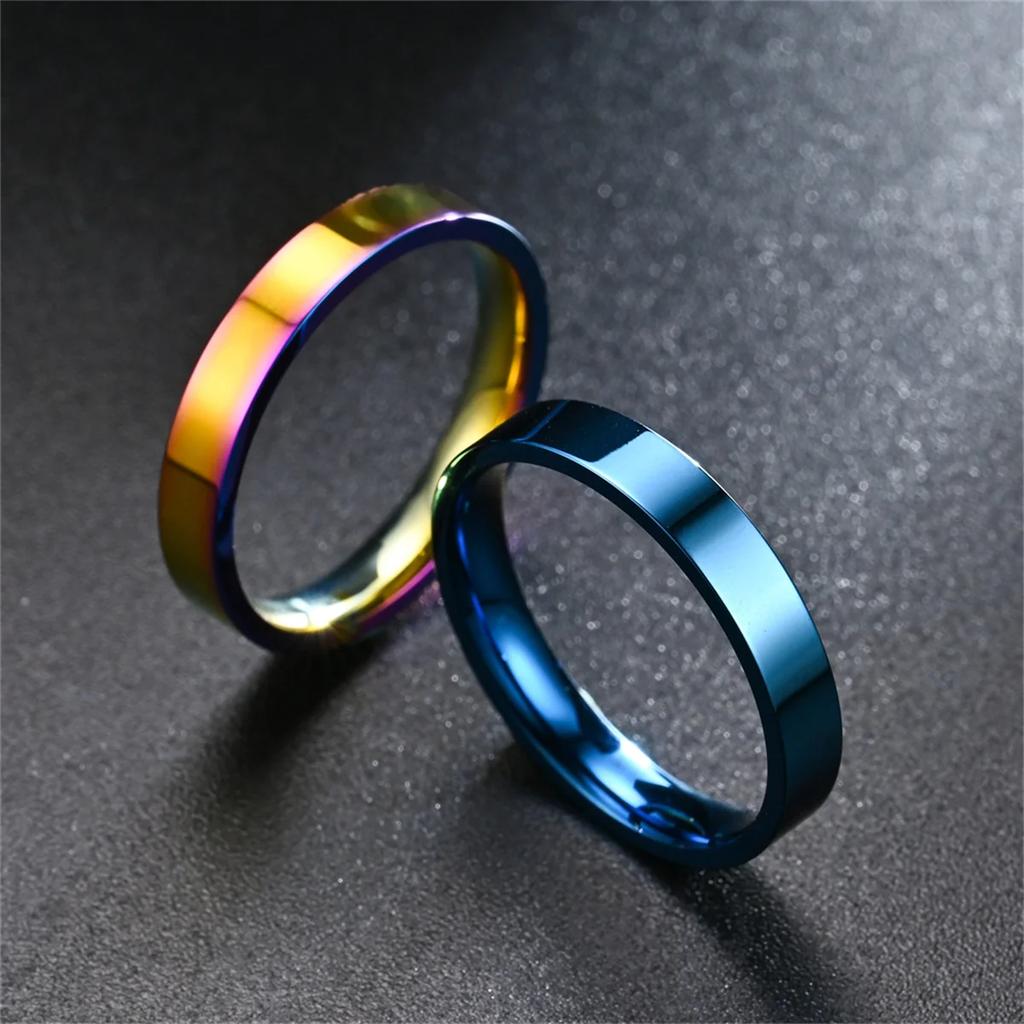 4mm Simplicity Flat Stainless Steel Rings Versatile Temperament Glossy Titanium Steel Finger Rings Youth Boy Girl Daily Jewelry