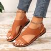 Cross-strap Flat Sandals Women's Retro Style Shoes Wide Strip Open-toe Beach Flip-flops