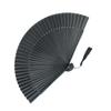 Large Handcrafted Bamboo Fabric Folding Fan For Black Silk Hand Fan Summer Outdoor Wedding Party Decoration Gift Sturdy New