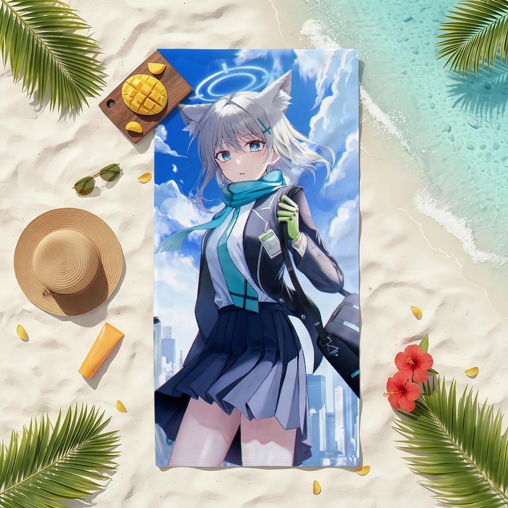 Blue Archive Sunaookami Shiroko Towel Soft Pool Gift For Travel Gym Shower Camping Quick Dry Sports Beach Towels
