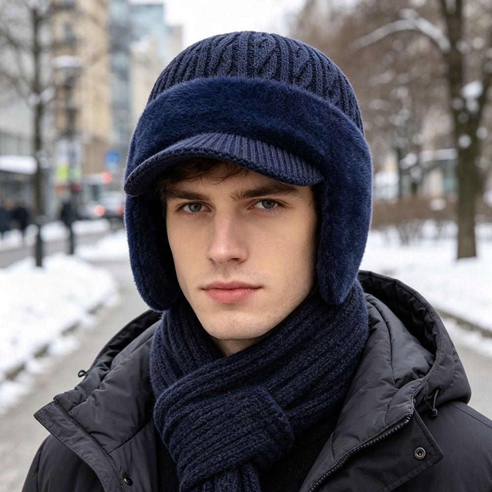 Warm Knit Beanie Hat Ear Protection Baseball Cap Fashion Ear Flap Beanie  Outdoor