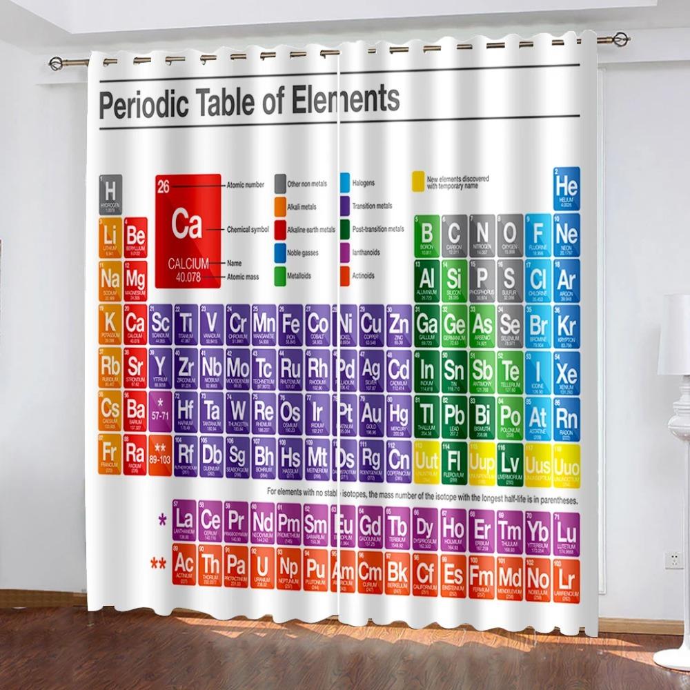 Periodic Table of Elements Colorful Window Curtains In Kids Bedroom Living Room Hall Treatments Kitchen Decoration Drapes Blinds