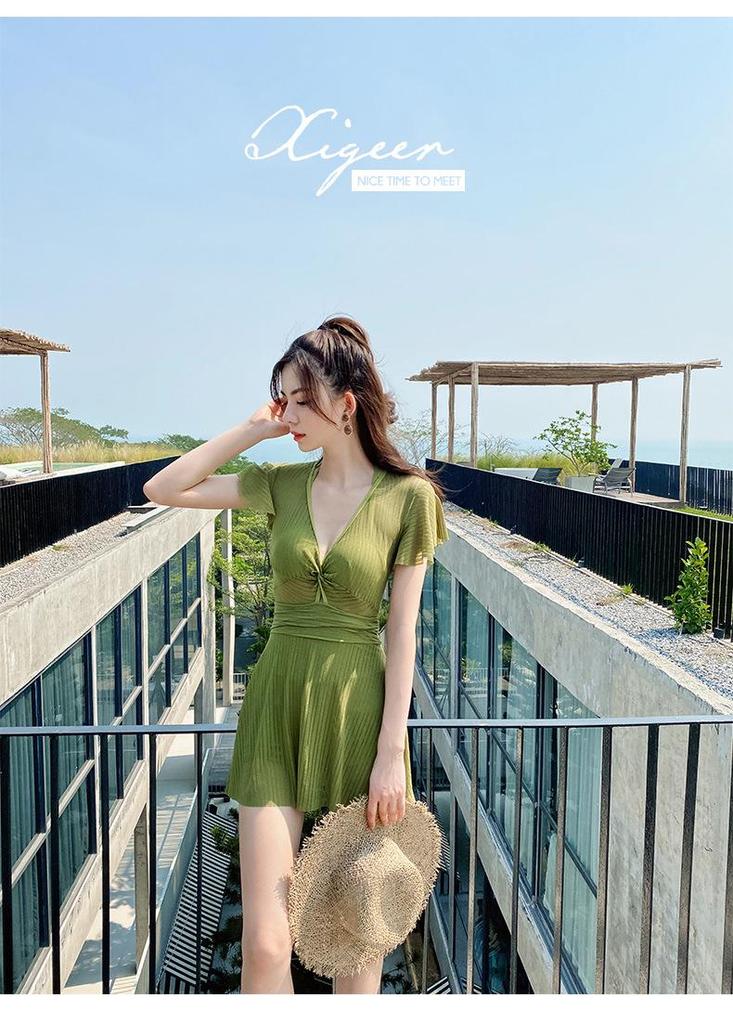 Costume da bagno intero con gonna da donna 2025: Costume da Bagno Coreano Hot Spring Snella, Conservativo, Sexy