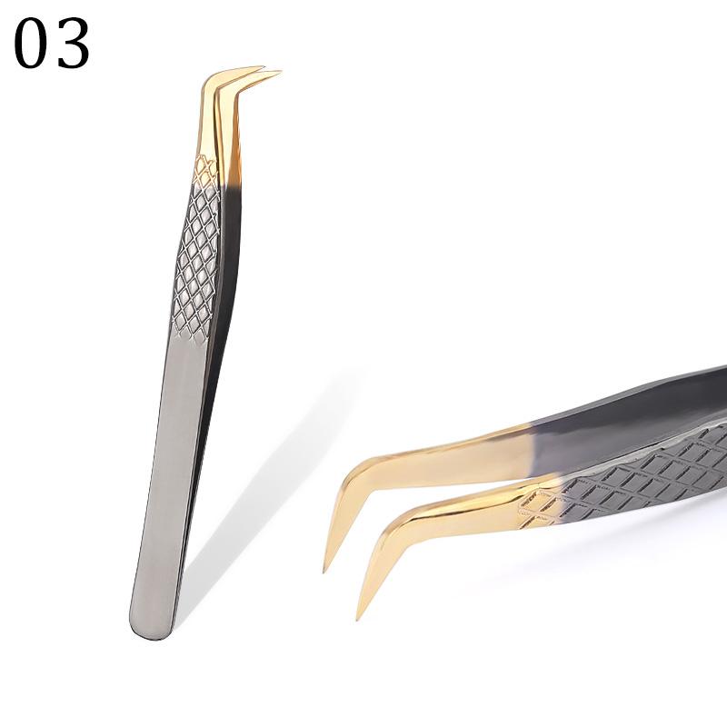 Pinzette per Ciglia Nere-Oro di Alta Qualità 100% Chiuse Design Antiscivolo Manuale Strumenti per Trucco Estensioni Ciglia 3D 6D