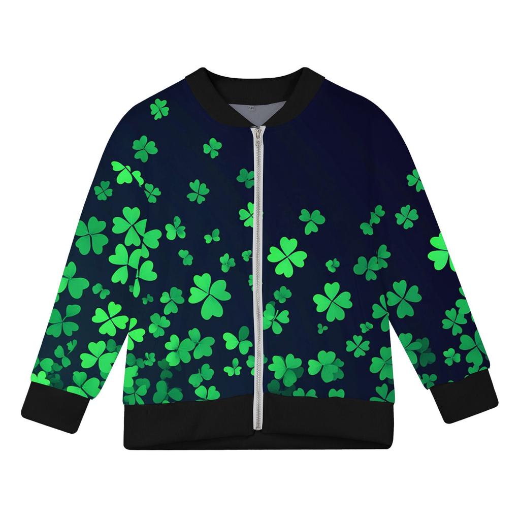 Dívčí bundy na zip Dětské podzimní mikiny s dlouhým rukávem Svrchní oděvy s kapsami St. Den svatého Patrika 5-15 let
