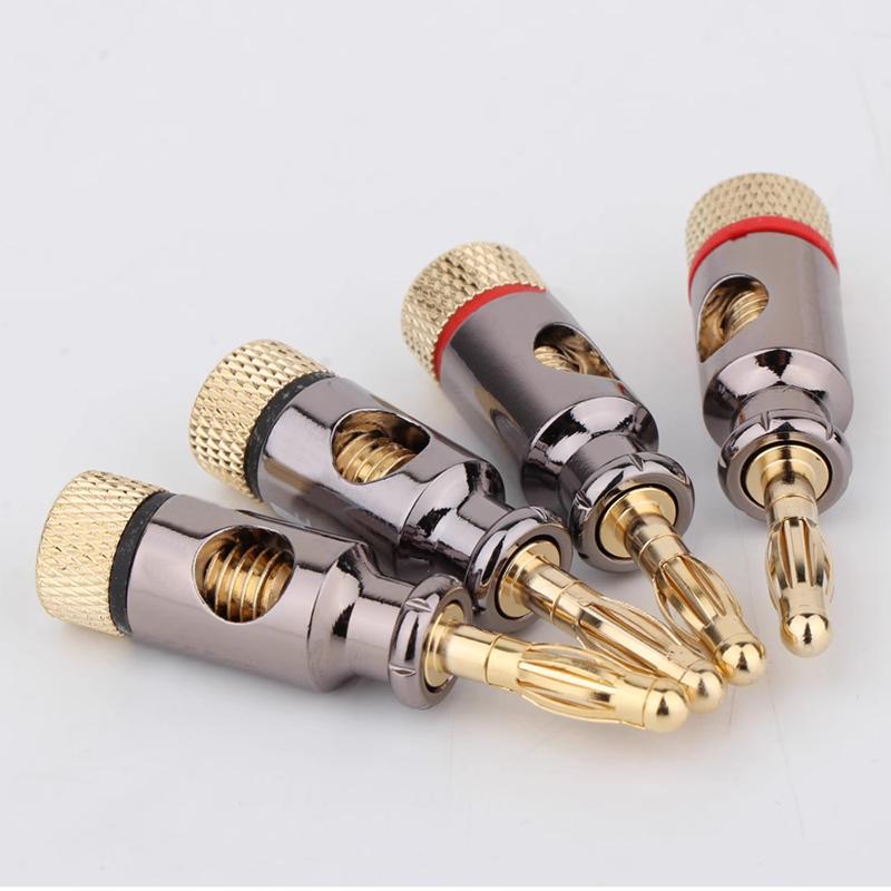 8PCS 4mm Banana Plug Spiral Type Adapter Electronic Connector Screw Stereo Speaker Audio Copper Terminal