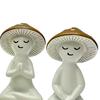 3Pcs/Set Meditation Mushroom Statue Sitting Mushroom Man Figurine Resin Sculpture Home Office