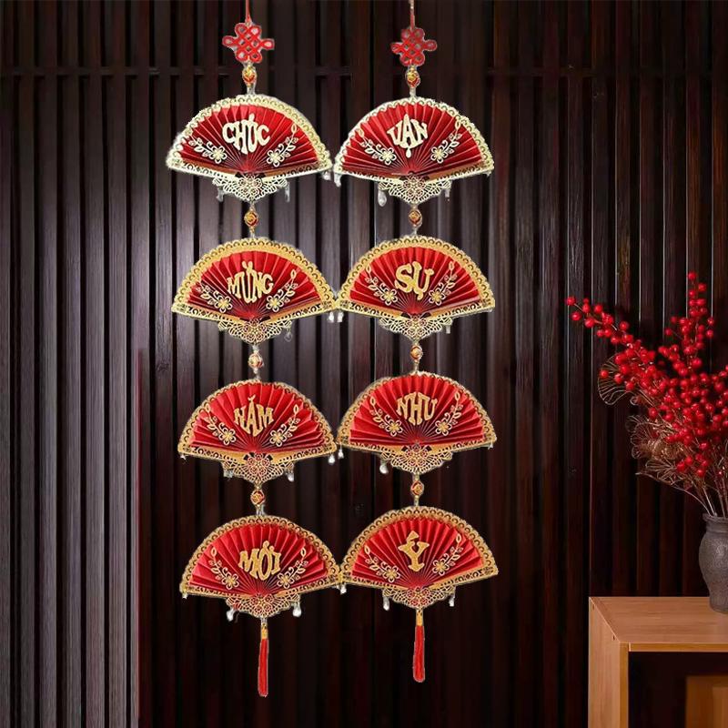1 pair Hollow New Year Decorations Tassels Couplets Ornaments Hanging Ornament Hanging Vietnamese Red Couplets