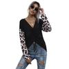 Woman Clothing Fashion Casual Tops Shirts Fashionable and Casual Temperament Autumn Women's Long Sleeve Loose Black Leopard Patchwork Knit Sweater